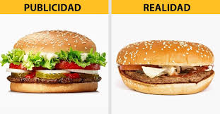 Comparación de publicidad expectativa vs realidad en la reputación de Burger King